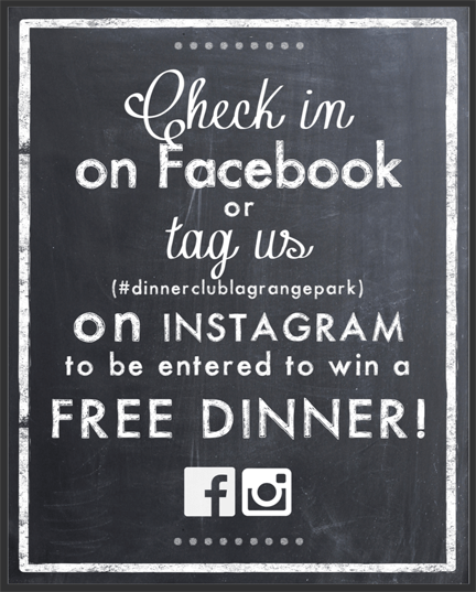 Check in on Facebook or Twitter to win a FREE DINNER! Check in on Facebook or Twitter to win a FREE DINNER!
